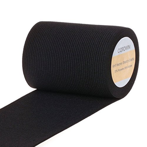 cOTOWIN 3-inch Wide Black Heavy Stretch High Elasticity Knit Elastic Band 3 Yards